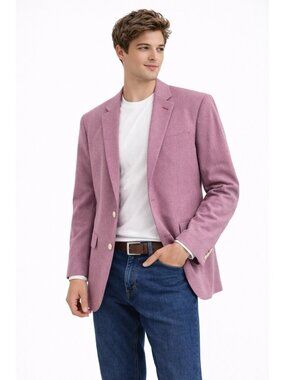 JOHN BARTLETT jacket blazer sport coat red 50R 100% cotton hopsack casual